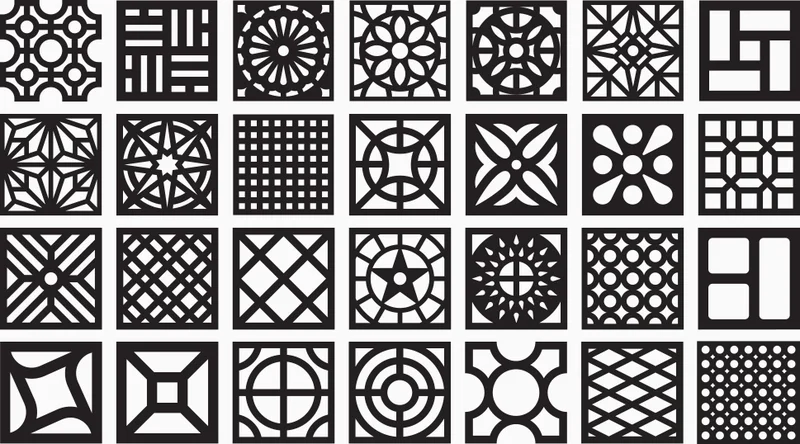 Detalhe de um cobogó de cimento com formato floral, mostrando a textura do material.