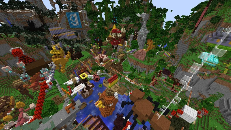 Mundo construído no Minecraft em console